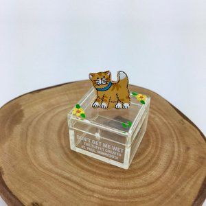 VINTAGE 🐯 TINY KITTY CAT PIN . 90s HANDMADE ART . FELINE TABBY EL GATO . BROOCH